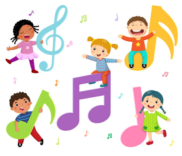 Musical notes with 5 kids