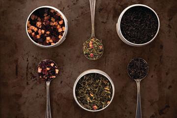 Loose leaf tea on spoons