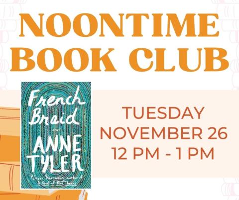 A social media post for the Noontime Book Club.