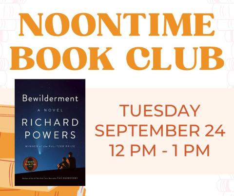 A social media post for the Noontime Book Club.