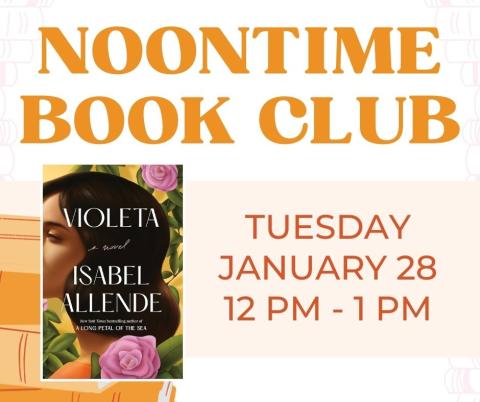 A social media post for the Noontime Book Club.