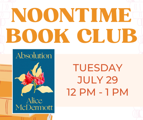 A social media post for the Noontime Book Club.