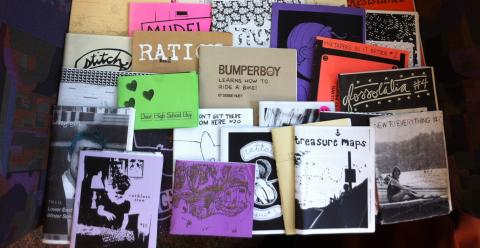 A collection of zines, self published magazines, about a variety of topics. 