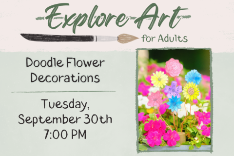 A social media post for the Explore Art for Adults program.