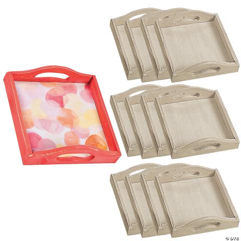 painted and blank wooden trays