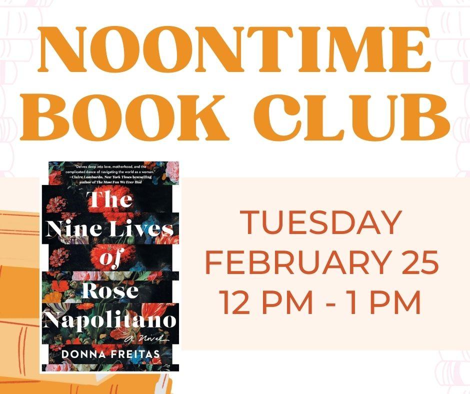 A social media post for the Noontime Book Club.