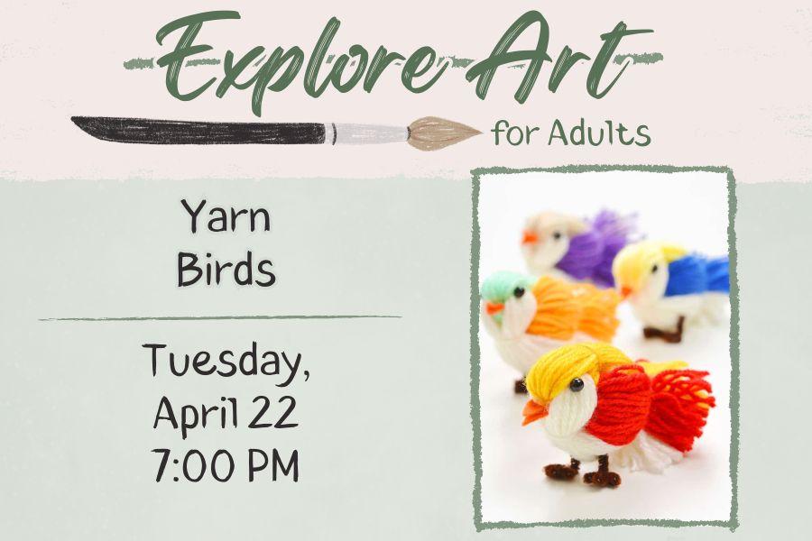 A social media post for the Explore Art for Adults program.