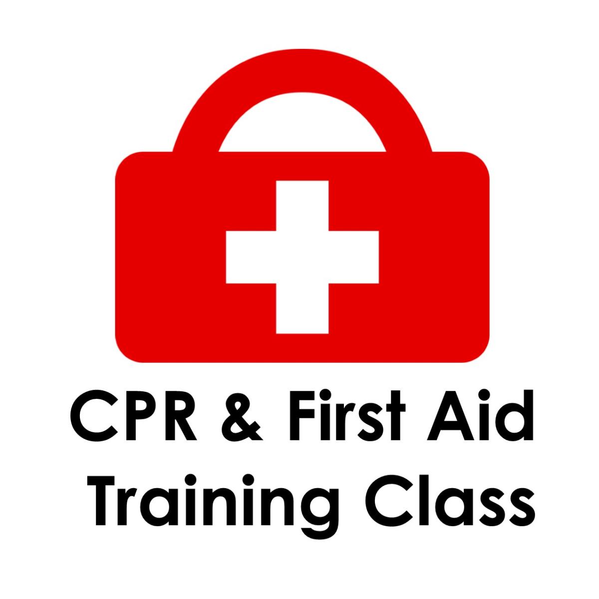 CPR and First Aid Training Class with a medical kit