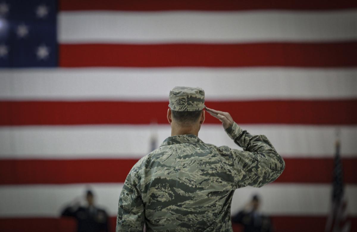 Veteran Saluting Flag